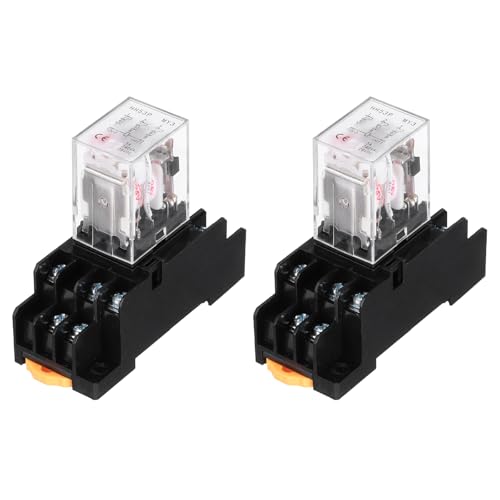 Image of sourcing map 2Pcs AC 24V Electromagnetic Power Relay, 11-Pin 5A Power Coil Relay with LED Indicator and Socket Base DPDT 3NO 3NC - MY3NJ for Industrial, Home Appliances and DIN Rail System