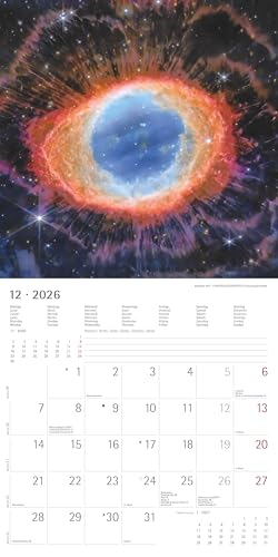 Alpha Edition - Space 2026 – Broschürenkalender 30×30 cm (30×60 geöffnet) mit Notizbereich, faszinierender Weltraum-Wandkalender & Bildkalender, idealer Wandplaner für Astronomie- & Sternenfans