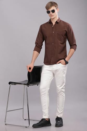 Image of Men's Cotton Blend Slim Fit Shirt | Full Sleeve Casual wear for Men | Comfortable Office Wear Shirt for All Seasons