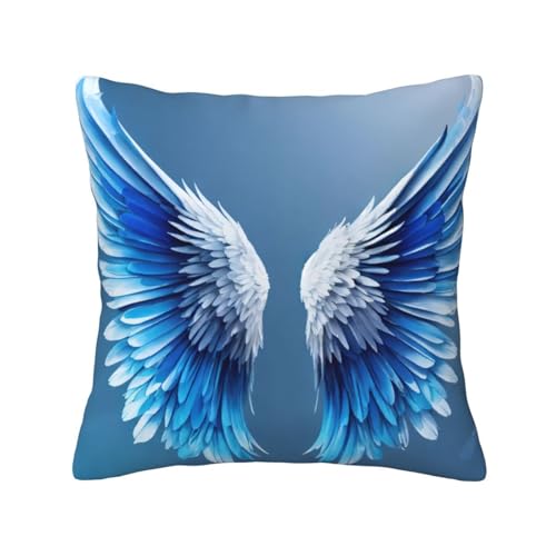 HUIopq Fundas de cojín cuadradas con estampado de alas de ángel, respetuosas con la piel, transpirables, versátiles