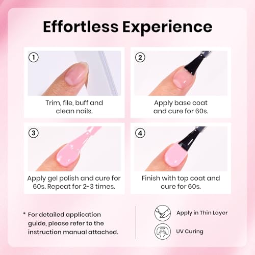 Image of Beetles Pink Gel Polish - Strawberry Cream 15ML /0.51Fl Oz, Light Pink Gel Nail Polish, Color-Matched Bottle, Soak-Off UV LED, Long-Lasting Holiday & Summer Nails Art for DIY Beginners & Salon Pros