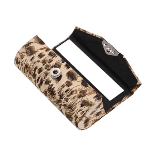Healeved Leopard Pattern Lipstick Holder with Mirror Small Silk Lipstick Organizer Portable Purse Cosmetic Case Travel Box for Women Girls