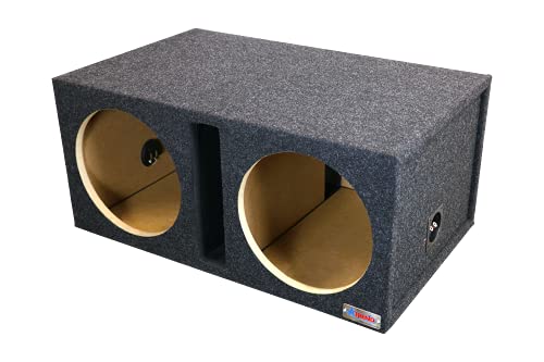 ATREND Dual Vented 12 Inch Subwoofer Enclosure - SPL Tuned Car Subwoofer Boxes & Enclosures - Premium Subwoofer Box Improves Audio Quality, Sound & Bass - Nickel Finish Subwoofer Terminals - Charcoal - Thumbnail 4