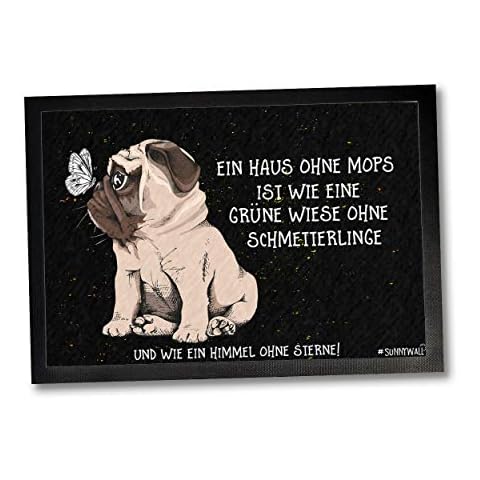 50 x 35 cm 60 x 40 cm Door Mat 75 x 50 cm Pug Dog Mat A House without Pug Is Like a Meadow Without Butterflies, House Pug, 60 x 40 cm Cover
