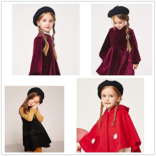 Awaytr Children Wool French Beret Girl's Artist Hat Black #TOP2