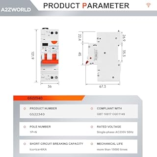 Interruttore Differenziale Magnetotermico WiFi con Riarmo Automatico e Display, Tipo A Curva C 30mA 220V, Corrente Nominale Regolabile 20-40A, 2 Moduli DIN, App Tuya Smart Life