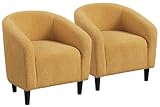 Yaheetech - Juego de 2 sillones decorativos estilo barril de pelo tipo sherpa con reposabrazos...