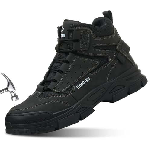 Image of Steel Toe Boots for Men Comfortable Lightweight Work Boots | Anti-Smash, Puncture Proof Protective Midsole, Slip Resistant Sturdy Outsole, Indestructible Industrial & Construction Shoes