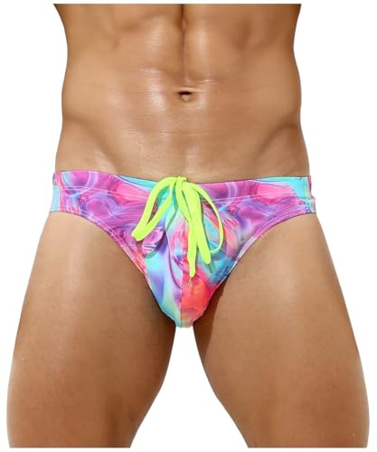 Arjen Kroos Men's Sexy Swim Briefs Printed Swimsuit Beach Swimwear Bikini Sport with Drawstring