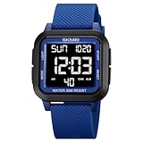 SKMEI Men Digital Sports Watch Ultra-Thin Large Face Waterproof Wrist Watches for Men with Stopwatch Countdown Timer Alarm Function Dual Time LED Back Light