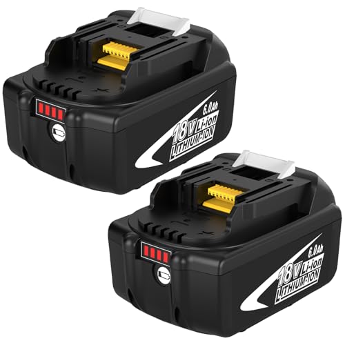 2Pack 6.0Ah Replacement for Makita 18V Battery Lithium Compatible with Makita 18Volt Battery BL1860B BL1860 BL1850B BL1850 BL1840 BL1840B BL1830 BL1830B BL1820 BL1815B with LED Indicator(White)