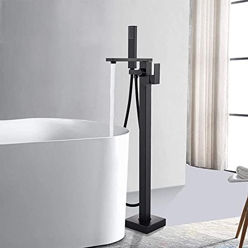 Mélangeur de baignoire noir avec douchette à main pour salle de bain moderne