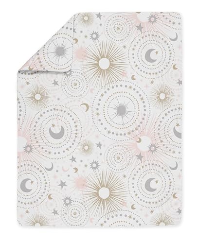 Image of Sweet Jojo Designs Blush Pink, Gold, Grey and White Star and Moon Celestial Girl Toddler Kid Childrens Bedding Set 5 Pieces Comforter, Sham and Sheets