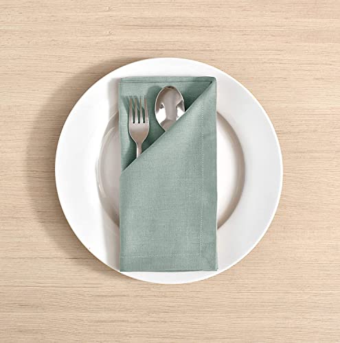 FINGERCRAFT Cloth Napkin, Cotton Linen, Set of 12, 20x20 inch, Aqua by FINGERCRAFT - Used condition - Image 3