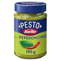 Barilla Pesto Basilico e Peperoncino 1x195g | Glutenfreie Italienische Pasta-Sauce mit Basilikum und Chilischoten, Nudel-Soße, grünes Pesto