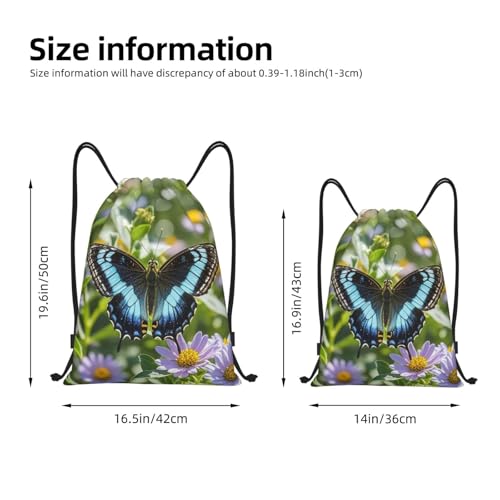 Drawstring Backpack Butterfly Flower Drawstring Bag Sports String Bag Gym Sackpack for Women Men2