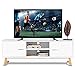 Tangkula TV Stand, Modern White TV stand for 60 Inch TV, with 2 Storage Cabinets & 2 Open Shelves, for Home Living Room Furniture, Wood TV Stand
