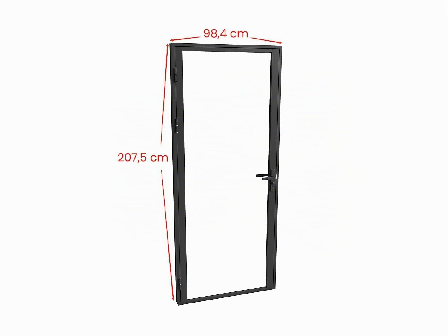 Vente-unique - Cerradura de puerta reversible H204 x L93 cm de aluminio y vidrio templado - LOXTON