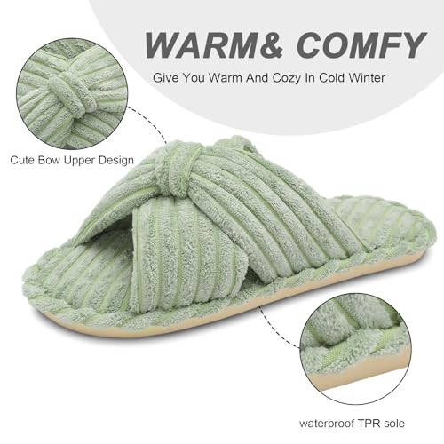 JIASUQI Women's Purple Faux Fur Criss Cross Open Toe House Slippers for Women3