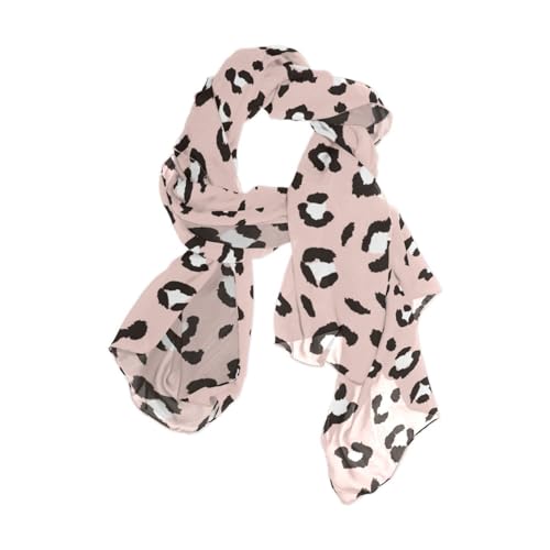 OTVEE Silk Like Scarf Seamless Pink Leopard Skin Print Scarf Soft Lightweight Chiffon Scarf Shawl Wrap for Women