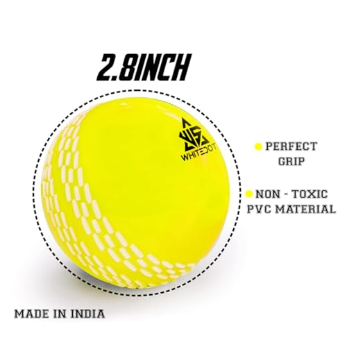 Image of Whitedot Synthetic Rubber Practice Cricket Ball /Wind Balls (90 GMS) for - Indoor & Outdoor Street & Beach Cricket (Pack of 6) (Yellow)