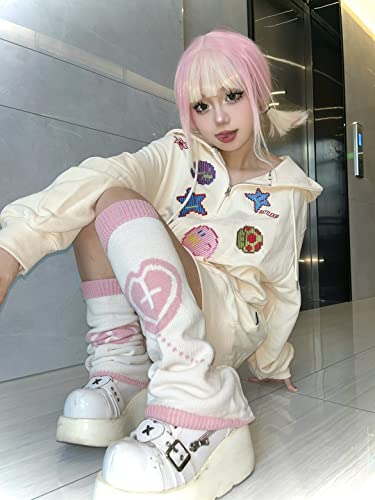 Image of kawaii Winter Leg Warmers Knitted Cute Subculture Half Sleeve Foot Leg Warm Socks Cycling Christmas Gift Women