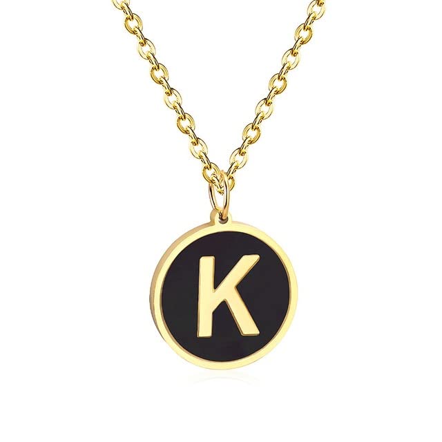 SJ SUKAI JEWELBlack color K Alphabet Pendant with Chain for Women and Girls