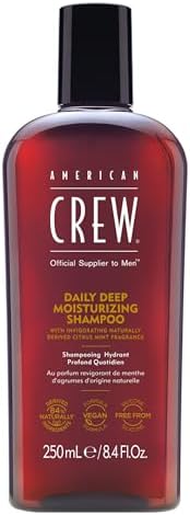 American Crew Shampoo for Men, Daily Deep Moisturizer, Naturally Derived, Vegan Formula, Citrus Mint Fragrance, 8.45 Fl Oz/ 250ml