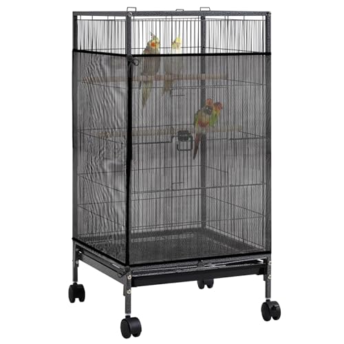 Josojoou Large Bird Cage Seed Catcher 31 x 118 inches Adjustable Soft Airy Skirt Guard Birdcage Nylon Mesh Net, Birdcage Cover Skirt Seed Guard for Parrot Parakeet Macaw Round Square Cages - image 7