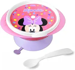 Prato Minnie Com Colher Tigela Que Gruda Na Mesa Para Beb�s Plas�til