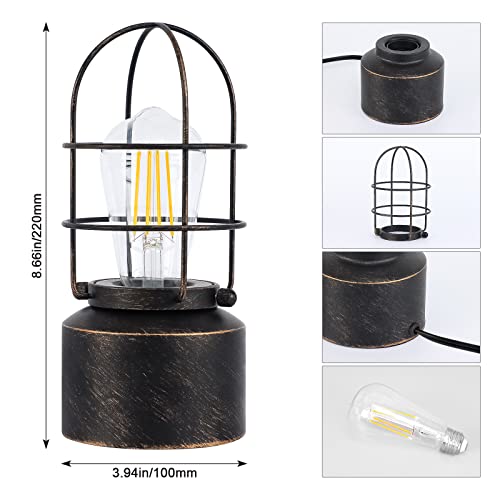 Lámpara de mesa Steampunk Industrial con atenuador táctil miniatura 4
