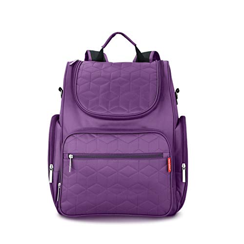 SONARIN Multifunción Mochilas para Pañales Con Nappy Changing Mat y Correa de Cochecito, Bolsa de pañales, Organizador de Mochila de Viaje,Impermeable,Gran Capacidad,Elegante y Duradero(Púrpura)