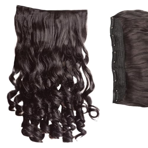 Image of ZAYA Curly Hair Extension for Women & Girls | Brown Wavy Hair 5 Clip Synthetic Wig | Party & Shadi Accessories