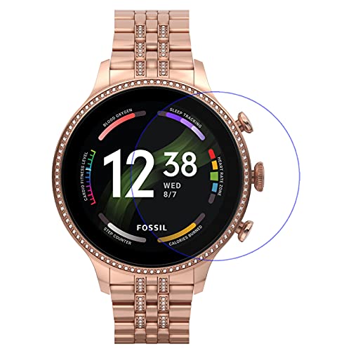 AWADUO Protector de pantalla de vidrio templado para mujer Fossil 42 mm Gen 6, protector de pantalla de vidrio templado para mujer Fossil 42 mm Gen 6, fabricado en cristal real Cover