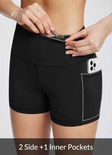 Image of baleaf Women's High Waist Biker Shorts with 3 Pockets