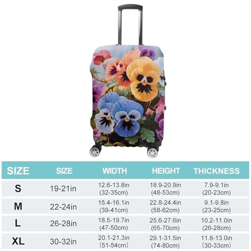 Pansy Flowers Luggage Cover, Washable Elastic Suitcase Cover Protector Fit 18-32 Inch Luggage2