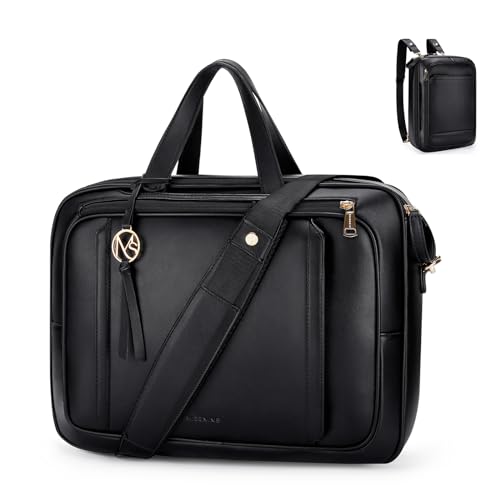 Convertible Backpack Briefcase, MISSNINE 15.6 inch Computer Bag for Women PU Leather Messenger Bag for College Business, Black Convertible Backpack Briefcase, MISSNINE 15.6 inch Computer Bag for Women PU Leather Messenger Bag for College Business, Black