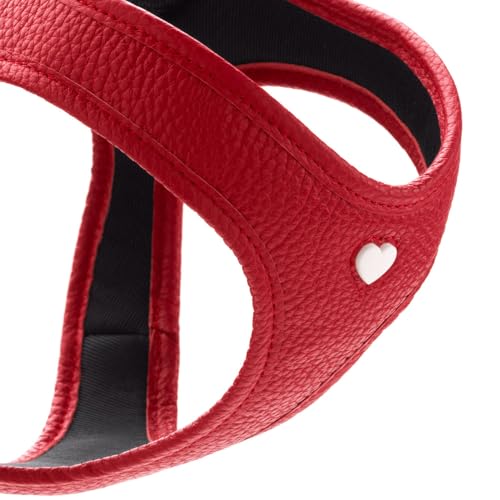 Hunter Hundegeschirr Love, Farbe: rot, weiches Rindsleder, atmungsaktive Mesh-Polsterung, Herz handgenäht, hoher Komfort, Made in Germany, Größe: XS-S
