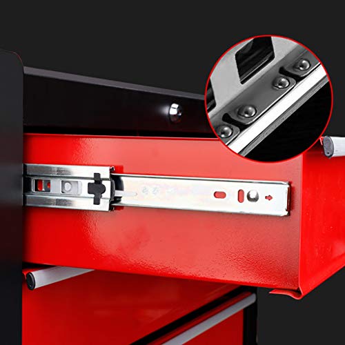 Wilk Werkstattwagen Abschließbar, Werkzeugschrank mit Großer Kapazität und 4 Rädern Hochleistungs Rollwerkzeugschrank für Garage und Lager (Schwarz + Rot) – Bild 5