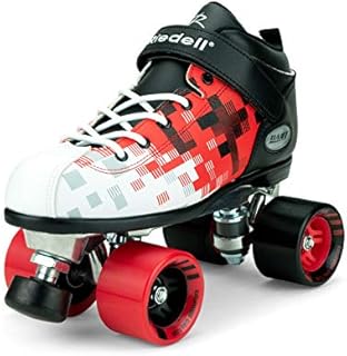 Riedell Skates - Dart Pixel - Quad Roller Speed Skate | Black & Red | Size 8
