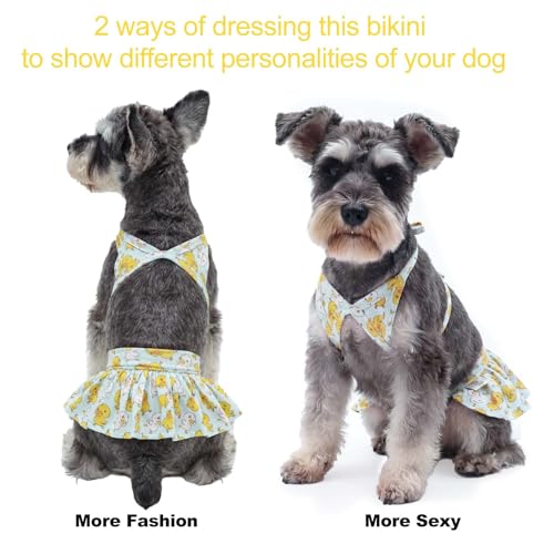 Image of CuteBone Dog Bikini Dress, Stylish Swimsuit Costume for Small Dogs, Comfortable & Adjustable Puppy Bathing Suit, Soft Outfit Pet Apparel for Beach, Pool and Summer Fun DB38XS