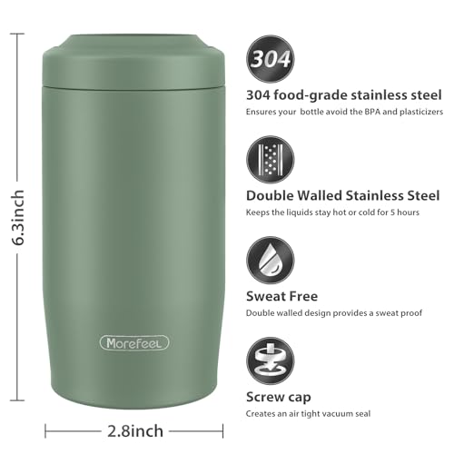 Image of Morefeel 4-in-1 Insulated Can Cooler for 12 oz Cans & Bottles | 304 Stainless Steel Can Holder Fits 12 Oz Slim Cans, Standard Cans, Beer Bottles & Works as A Open Cup; Dishwasher Safe