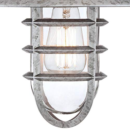 John Timberland Marlowe Rustic Industrial Farmhouse Outdoor Wall Light Fixture Galvanized Hooded Cage 13" Clear Glass For Exterior Barn Deck House Porch Yard Patio Outside Garage Front Door #TOP2