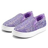 K KomForme Kids Shoes Toddlers Canvas Sneakers Slip on Walking Tennis Shoes for Boys Girls(Toddler/Little Kids/Big Kids) Purple Glitter