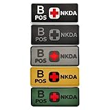 5-Pack Blood Type Patch Kit B Pos B Positive 3D PVC Rubber Hook Fastener Patch, Medic, EMS, EMT,...