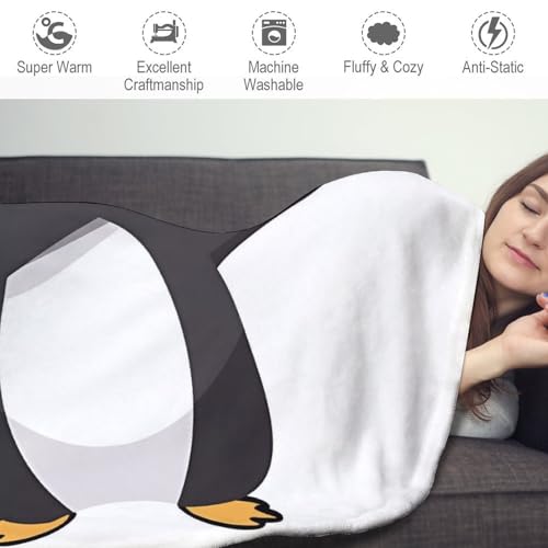Couverture ronde pingouin en flanelle de 150 cm pour décorer le canapé