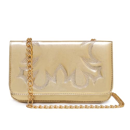Bolsa Feminina Dourada Pequena Clutch Moda Country Ana Castelo Festa Peão Rodeio Alaç Corrente Brilho
