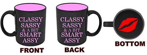 Funny Guy Mugs Classy Sassy And A Bit Smart Assy Novelty Coffee Mug, Cute Ceramic Coffee Cups, Funny Gifts Ideas For Women, Friends, Co-Workers, Boss And Employee, 11 Ounce, Black And Pink #TOP6