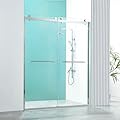 56-60" W x 76" H Double Sliding Shower Door, Semi-Frameless Shower Glass Door with 3/8" (10mm) Clear SGCC Tempered Glass with Nano Easy-Clean Coating, A02 Chrome