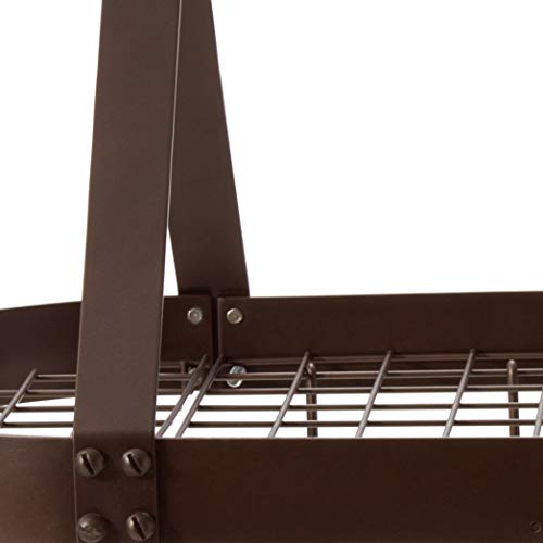 Old Dutch Oval Hanging Pot Rack with Grid & 24 Hooks, Oiled Bronze, 48 x 19 x 15.5